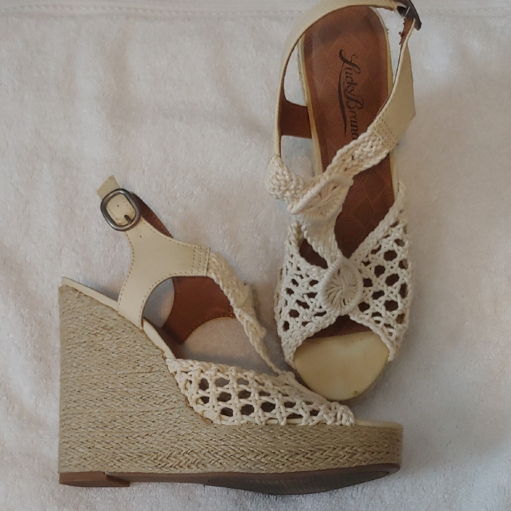 Cream Wedge Sandals